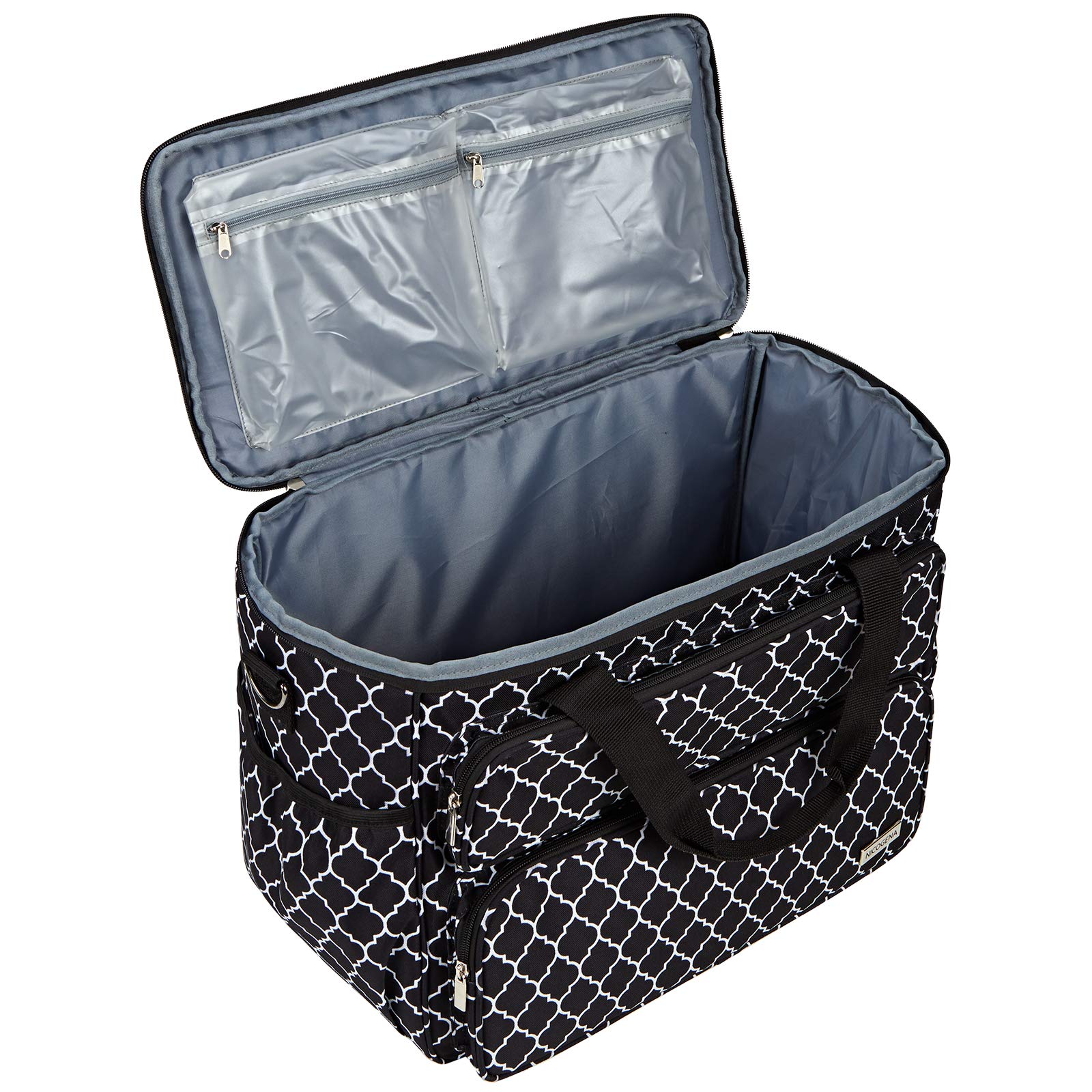 NICOGENA Sewing Machine Carrying Case, Universal Travel Tote Bag with Shoulder Strap for Singer, Brother, Janome and Accessories, Lantern Black