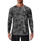 PINSPARK Mens UV Protection Shirts Long Sleeve Fishing Shirts Camo Rash Guard Swim Shirt Quick Dry Athletic Workout Tshirts