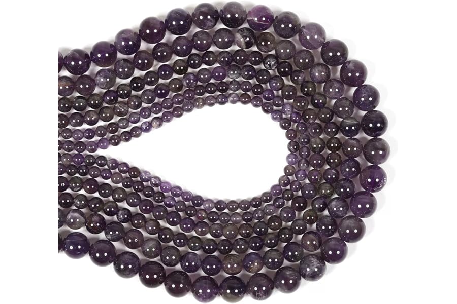 Gemstone Beads for Jewelry Making, Sold per Bag 5 Strands Inside, Amethyst 8mm