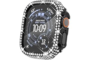 Surace 49mm Case Compatible with Apple Watch Ultra 3/2/1, Bling Case with Over 400 Crystal Diamonds Protective Cover Bumper Compatible for Apple Watch Ultra (49mm, Black)