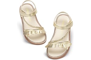 PHIRAMIN Toddler Girl Sandals - Flower Girl Dress Shoes Open Toe Little Kid Summer Flats