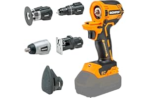 IRONFIST Cordless Power Tool Combo Kit for DEWALT 20V Battery, Brushless Motor Chip Contact, 5 Replaceable Head Include Impact Drill, Impact Wrench, Jigsaw, Sander, Trimmer Router (NO BATTERY)