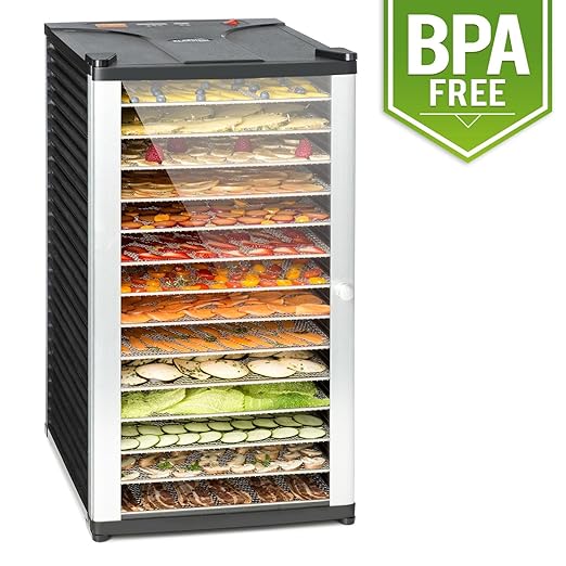 title=Klarstein Fruit Jerky 14 Essiccatore Per Alimenti (14 Ripiani in Acciaio Inox,
