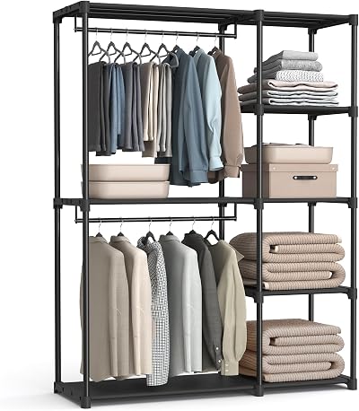 SONGMICS Open Wardrobe RYG026B02 Clothes Rail 124x43x182 cm Black