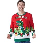 Giggling Getup Ugly Christmas Sweater with Light, LED Ugly Christmas Sweater for Women Men Kids 2025 Dinosaur(Red)