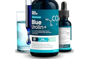 MEGA HEALTH Methylene Blue 1% USP Grade with Urolithin A - Blue Urolin+ - Brain & Mitochondria Support Supplement - Pharmaceutical Grade, No Formaldehyde - Cognitive & Cellular Energy Booste