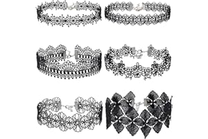 Unikstone Choker Necklace Black Choker Lace Choker Gothic Necklace for Women Girls Black 6 Pieces