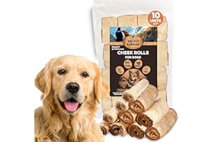 BRUTUS & BARNABY Premium Beef Cheek Rolls for Dogs 5-7" - (10-Pack), Peanut Butter Flavored Long Lasting, Safe & Natural Rawhide Alternative Chews, Ideal for Large Dogs & Aggressive Chewers, Supports Dental Health
