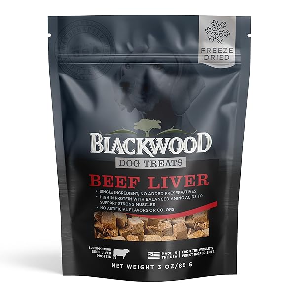 BLACKWOOD FREEZE DRIED RAW SINGLE INGREDIENT DOG TREATS, 100% BEEF LIVER, 3 OUNCE POUCH, HIGH PROTEIN, MADE IN THE USA