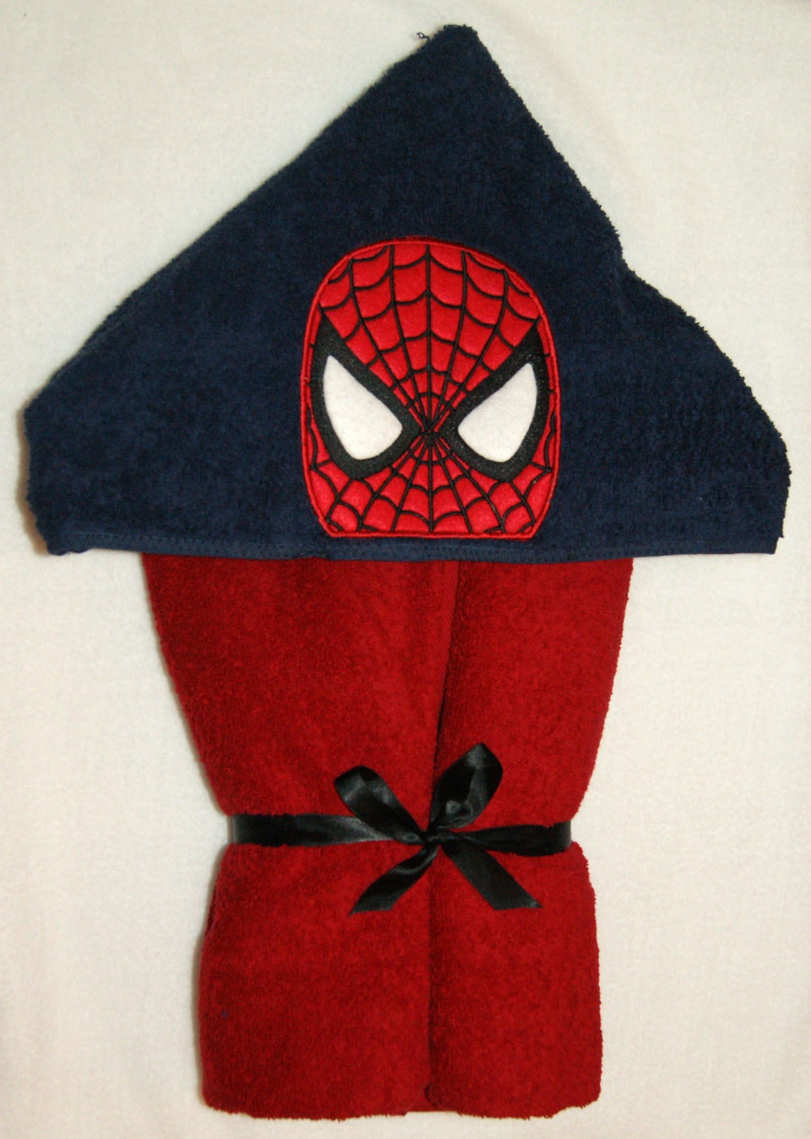Spiderman Personalised Handmade 100% Soft Cotton Terry Towelling Toddler Sized Hooded Bath Towel. (4-5)