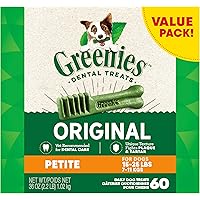 GREENIES Dog Treats Original Petite Natural Dental Care, (60 Treats) 36oz. Pack