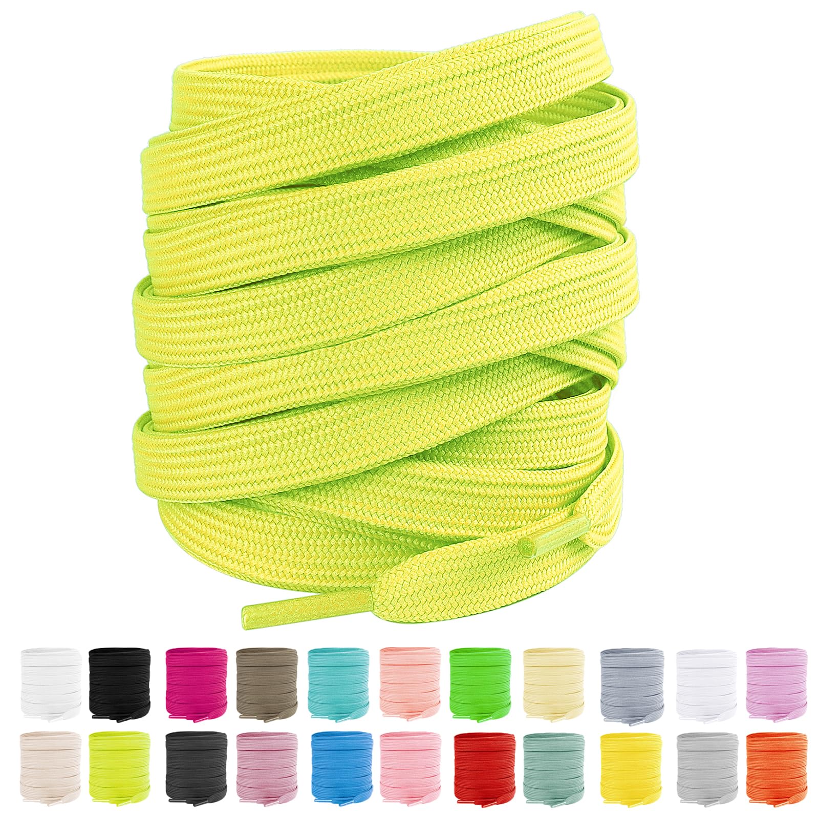LUOFMISS 2 Pairs Flat Shoe Laces 5/16" Athletic