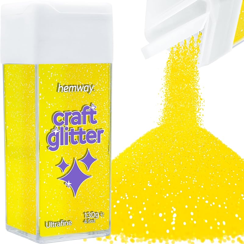 Hemway Fluorescent Yellow Glitter Shaker Ultrafine 130g for Resin Crafts