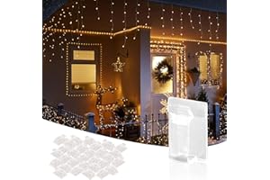 Lycklig Command Hooks,100-Clips,Command Strips with Strong Self-Adhesive,UV-Resistant Adhesive Hooks and Damage-Free Christmas Light Clips,Command Strips Hooks for Indoor Outdoor String Lights