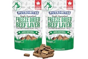 Nutri Bites Freeze Dried Beef Liver Dog & Cat Treats, Made from Farm Fresh Beef Liver - 2 x 500g