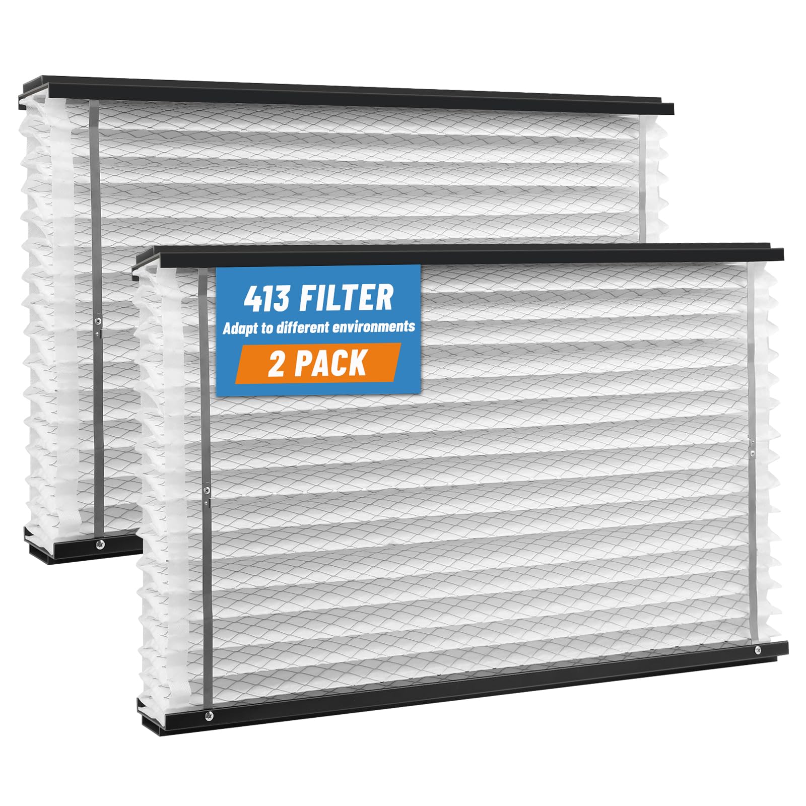 Photo 1 of 2-Pack 413 Replacement Filter, Compatible with Aprilaire 1410, 1610, 2140, 2416, 3410, 4400, 16x28x4 Inches MERV 13 Furnace Air Filter
