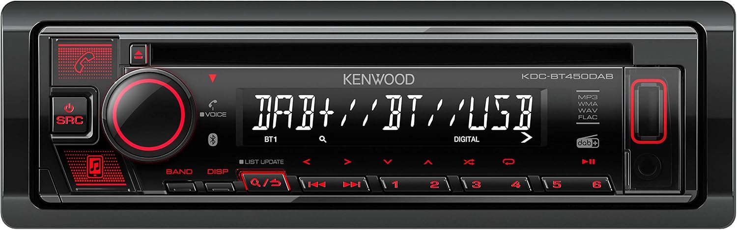 Kenwood KDC-BT450DAB CD Receiver, With Built-in Bluetooth, DAB+ Digital Radio, USB & AUX Input, Steering Wheel Controls - Image 3