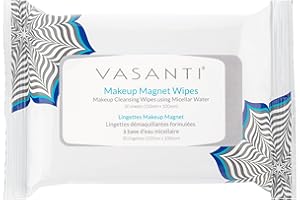 VASANTI COSMETICS VASANTI Makeup Magnet Wipes - Gentle Facial Makeup Remover Cleansing Wipes with Micellar Water Paraben and Cruelty Free Vegan Friendly