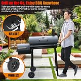 SUNLIFER Charcoal BBQ Grill With Offset Smoker Large Barrel 62x30CM view 4