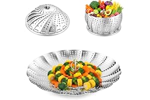 Sayfine Vegetable Steamer Basket, Premium Stainless Steel Veggie Steamer Basket - Folding Expandable Steamers to Fits Various