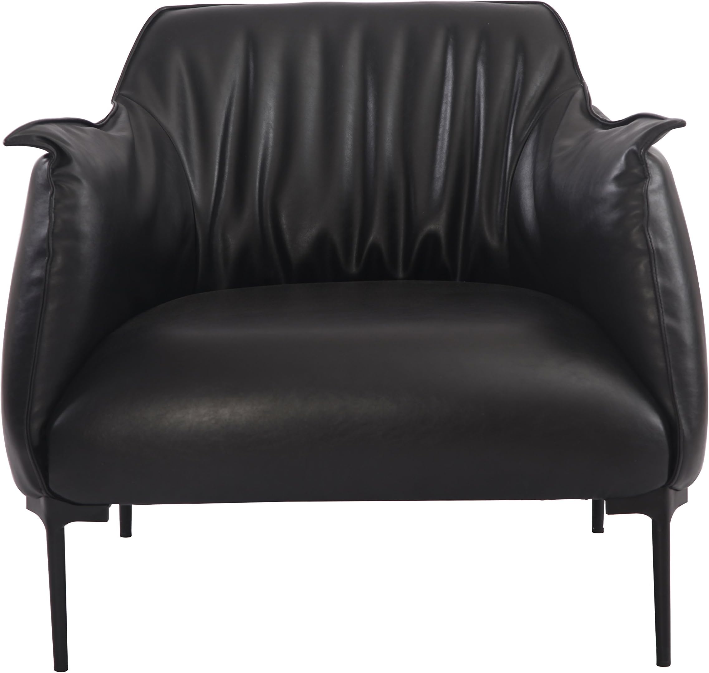 MLF Accent Archibald Lounge Arm Chair Upholstered in Best Aniline Leather, Black Color