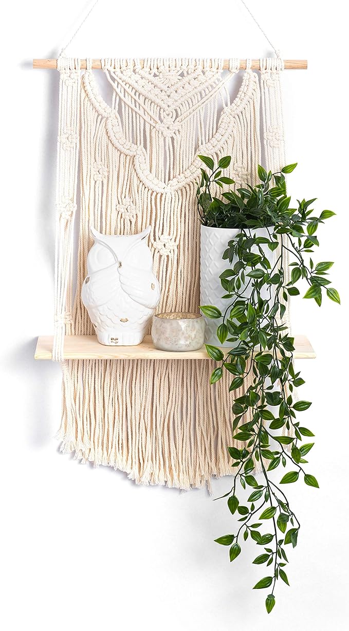 Macrame Wall Hanging Shelf Boho Style with