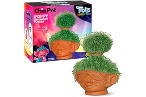 Chia Pet Trolls, Poppy World Tour with Seed Pack, Decorative Pottery Planter, Easy to Do and Fun to Grow, Novelty Gift, Perfect for Any Occasion, Terra Cotta