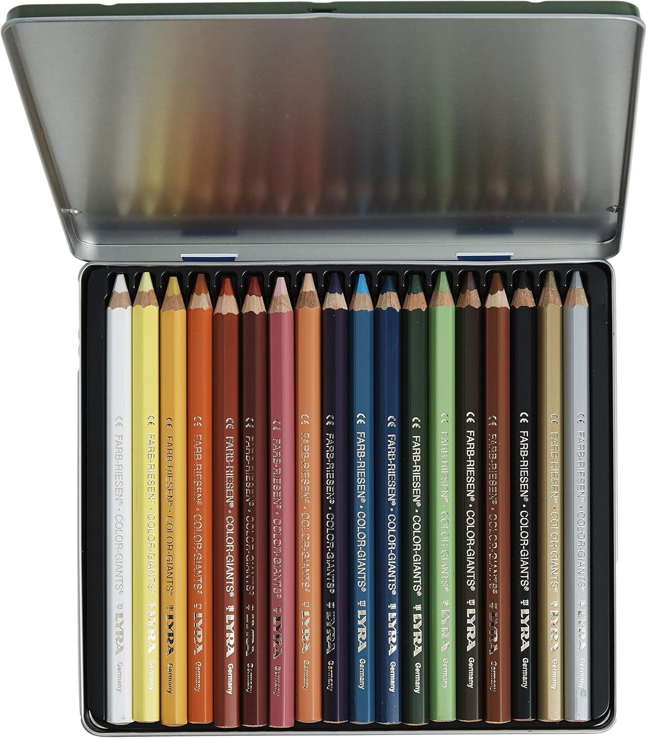 LYRA Color-Giants Colored Pencils, Lacquered, 6.25 Millimeter Cores, Set of 18 Pencils, Assorted Colors (3941181)