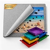 1000 Piece Felt Puzzle Board with Cover - Folding Table, 6 Trays, Gray | Portable Non-Slip Felt Surface, 6 Collapsible Sorting Trays, Felt Cover, 31"x22.5" Work Area, Gift for Puzzle Lovers