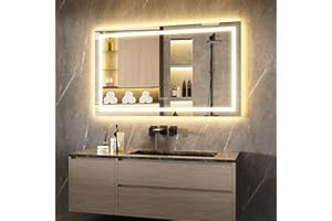 LOYAL STAR Vanity Mirror with Lights 60" L x 36" W,Various Size Optional,LED Bathroom Mirror with Backlit & Front-Lighted,Stepless Dimmable Wall Mirrors with Anti-Fog, Memory, Shatter-Proof, 3 Color Temperature