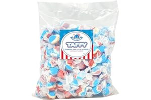 Adams & Brooks Fairtime Taffy – Americana Red, White, and Blue Candy for Candy Buffets, Strawberry, Vanilla, and Blue Raspberry Candy - 3 Pounds of Candy