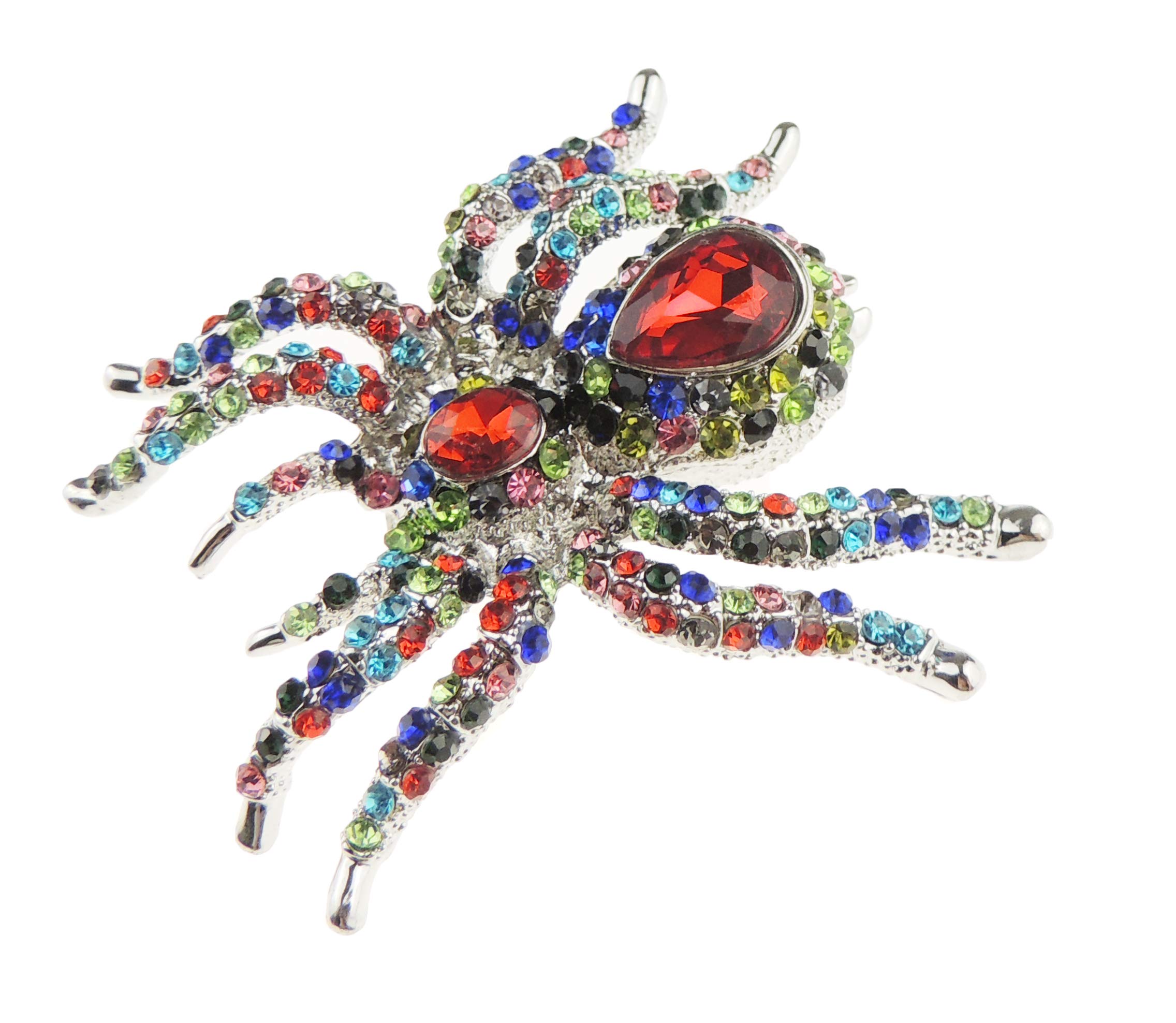 Sparkly Womens Bridal Wedding Christmas Party Birthday Gift Saree Scarf Mother Bride Groom Diamante Crystal LARGE Statement Brooch Badge Breastpin Corsage Pin Halloween Animal Insect Spider (Multi)