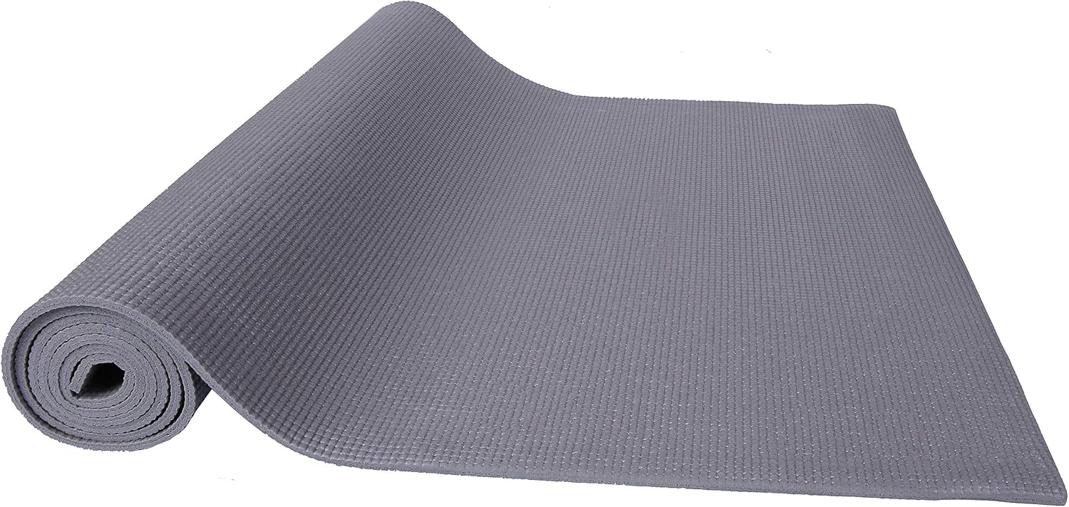 BalanceFrom GoYoga All Purpose High Density Non-Slip Exercise Yoga Mat with Carrying Strap, 1/4", Grey : Sports & Outdoors