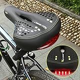 Waterproof Gel Bike Seat, West Biking Comfy Mountain Bicycle Saddle Cushion with Tail light for Men Women, Life Waterproof, Breathable, Safety, Fit Most bike (Black)