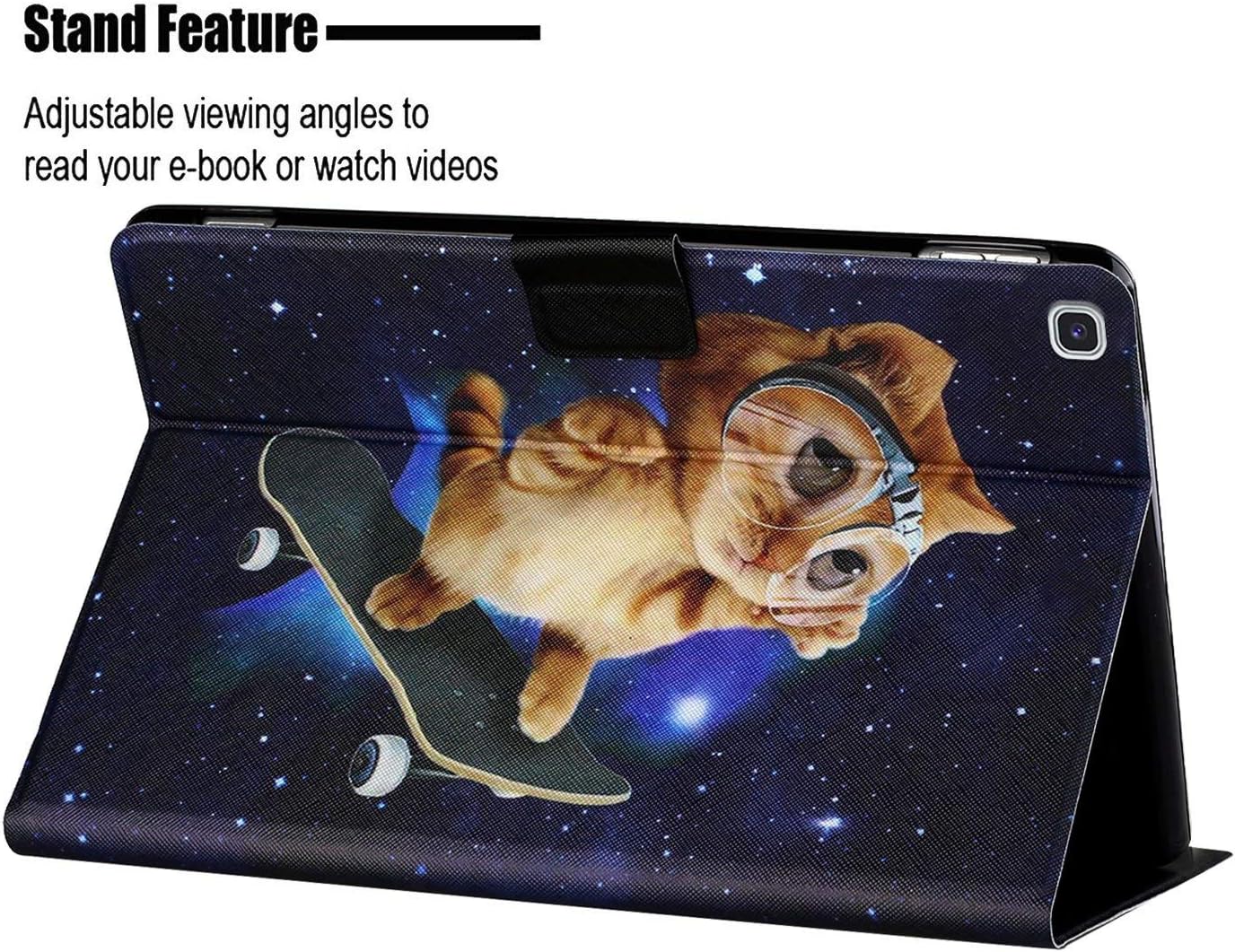 Case for Samsung Galaxy Tab A7 2020 10.4 inch(SM-T500/T505/T507) Tablet Protective Leather Cover Folio Magnetic auto sleep wake Slim Lightweight with Flip Stand Card Holder (Skateboard cat) - Image 4