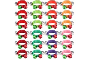 Remuuly 24 Pcs Christmas Band Wrist Bells Bracelets Jingle Musical Shaking Ankle Bells Adjustable Percussion Rhythm Hand Instruments for Adults Xmas Gift Party Favors