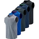 Liberty Imports Pack of 5 Men's Stretch Cool Dry Muscle Tank Tops Athletic Crewneck Sleeveless Workout Shirts