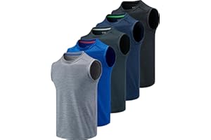 Liberty Imports Pack of 5 Men's Stretch Cool Dry Muscle Tank Tops Athletic Crewneck Sleeveless Workout Shirts