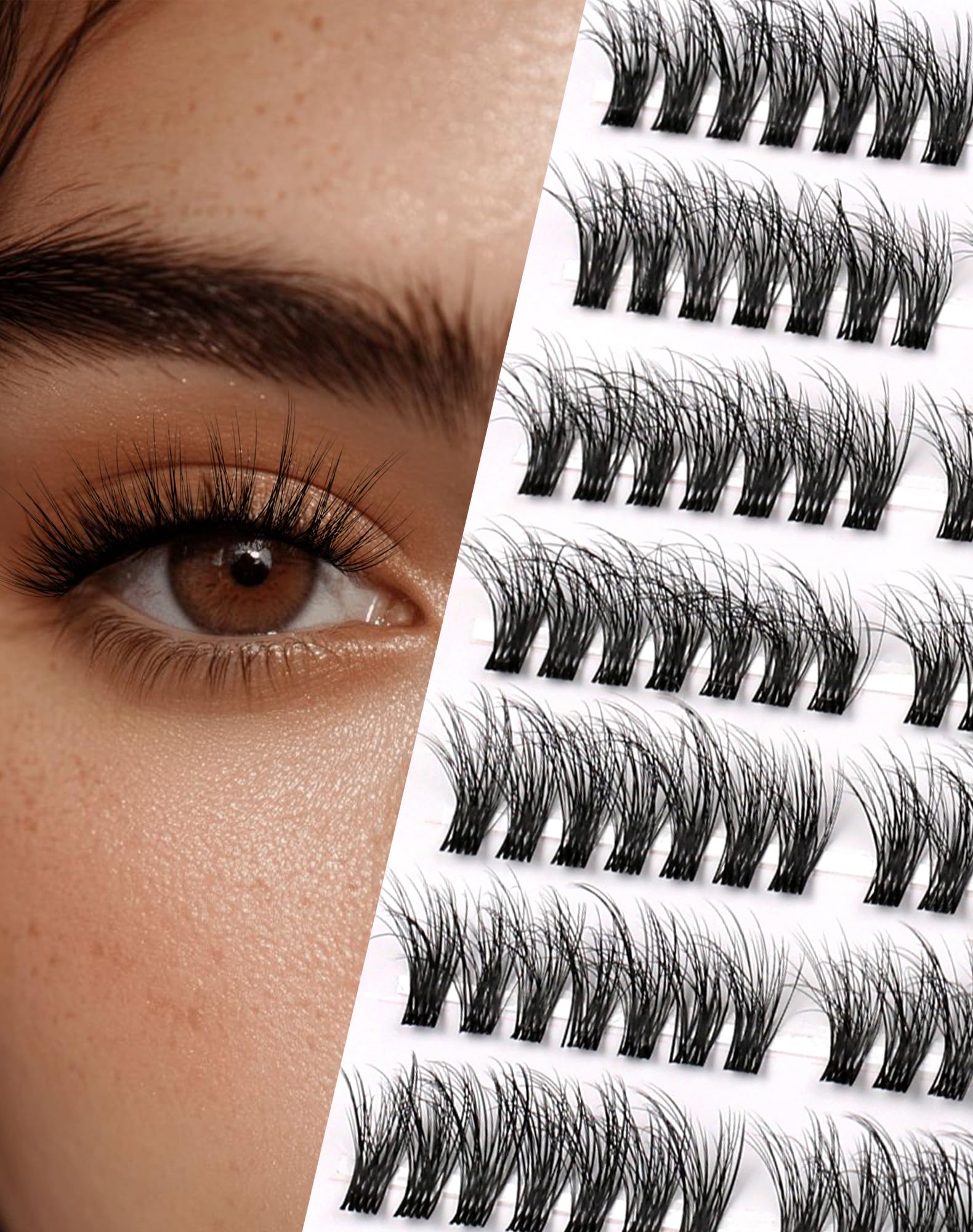 Natural Lash Clusters Round Eye Extension Mink Wispy Lashes Cluster False Individual Eyelashes Fluffy DIY Eyelash Pre-styled 7 Pair N02 — image 1