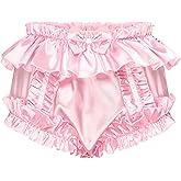 Satini Sissy Frilly Ruffled Silky Satin Full Coverage Adult Diaper Cover Briefs Lingerie Underwear Panties