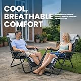 Straame Zero Gravity Chairs Set of 2 Folding Reclining Garden Chairs Grey view 8