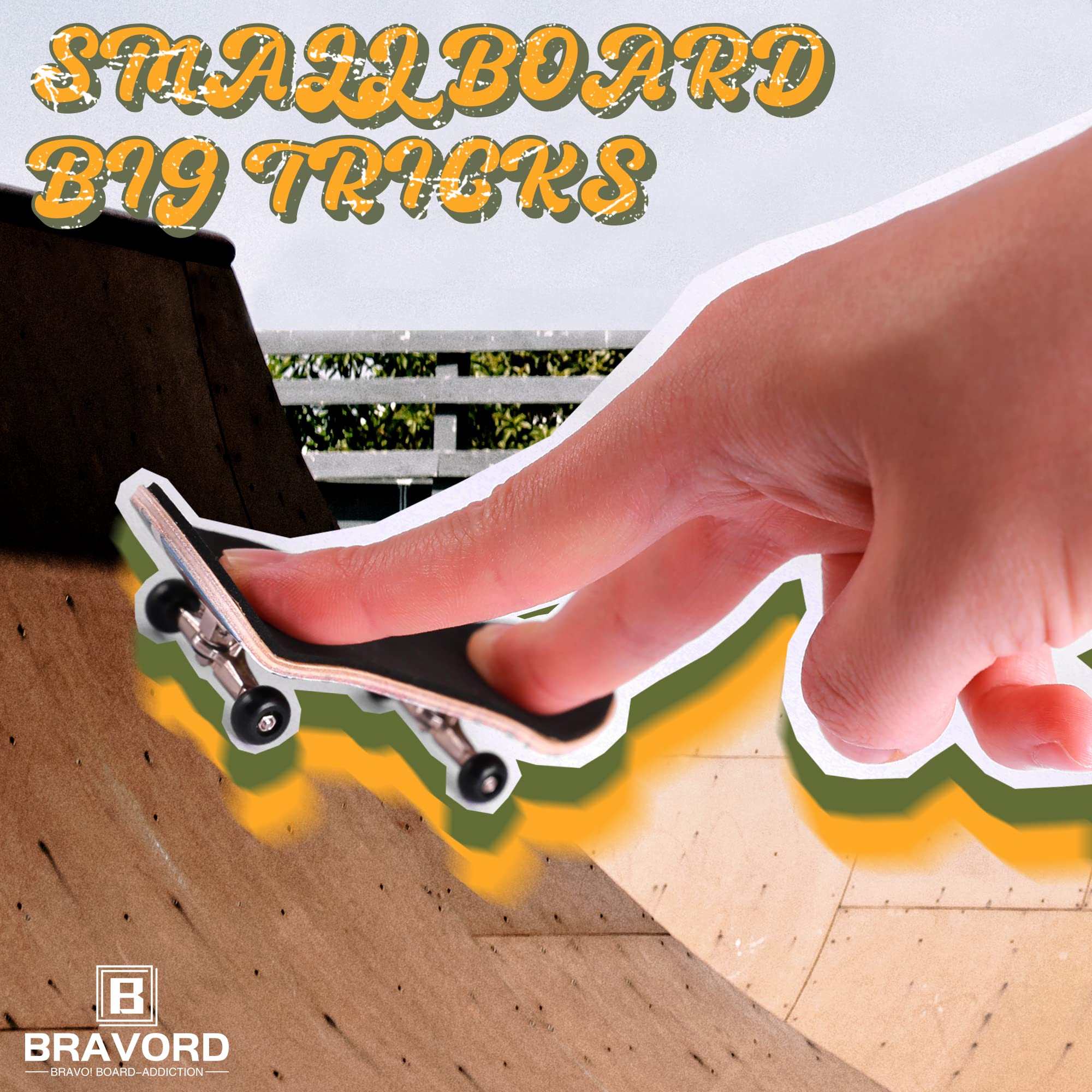 BRAVORD Professional Complete Wooden Fingerboard 32/34mm 5-Ply Maple Finger Skateboard with Upgraded Components (Robot)