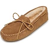 Minnetonka Men's Sheepskin Soft Leather Sole Moccasin Slipper
