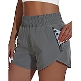 MIVEI Women's High Waisted Athletic Shorts 4" High Rise Running Workout Gym Quick Dry Tummy Control Short with Zipper Pockets