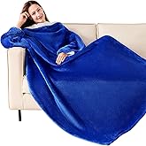 NORD ECO Wearable Blanket with Sleeves, Cozy Wearable Blanket with Arms and Pockets for Women Men, Warm TV Wrap Throw Blanket Robe as Gifts for Mom Wife, Navy Blue