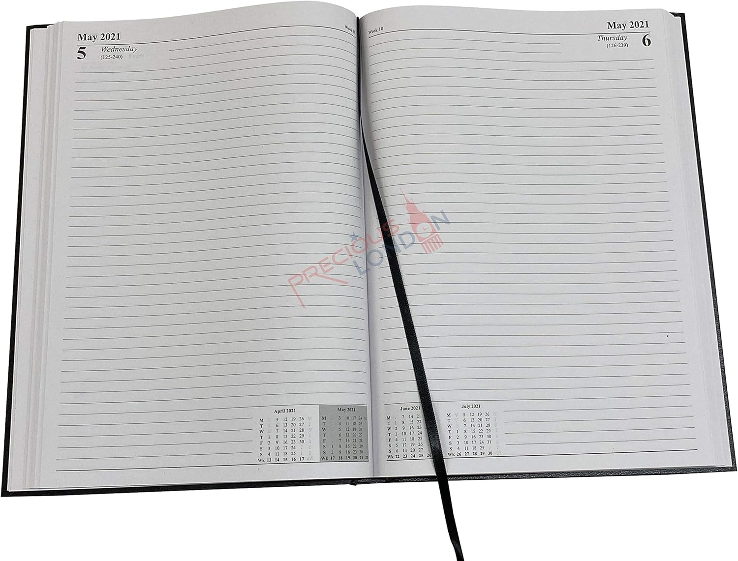 Precious 2026 A4 One Day to a Page Diary with Full Page of Saturday & Sunday Hardback Cover Planner Organiser Premium Diary (Black) - Image 3