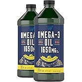 Carlyle Omega 3 Fish Oil Liquid | 1650mg | 32 fl oz (2 x 16oz Bottles) | Lemon Flavor | Non-GMO & Gluten Free Supplement