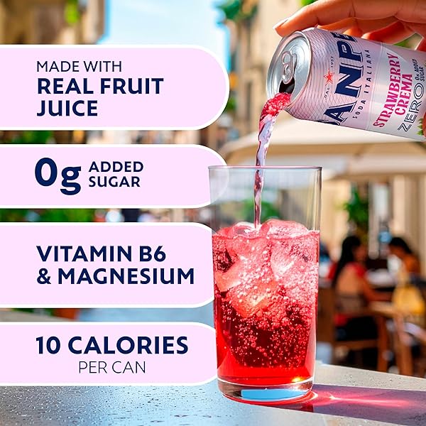 SANPELLEGRINO SODA ITALIANA STRAWBERRY CREMA, 0G ADDED SUGAR, ITALIAN SPARKLING SODA