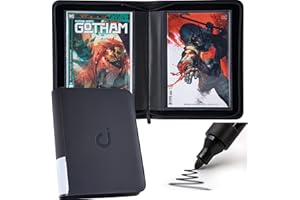 D DACCKIT Comic Book Binder, Comic Book Storage Album with Sleeves for Current, Silver Age, Regular Comics Bagged and Boarded - Fits 24+ Comic Books（Classic Black）