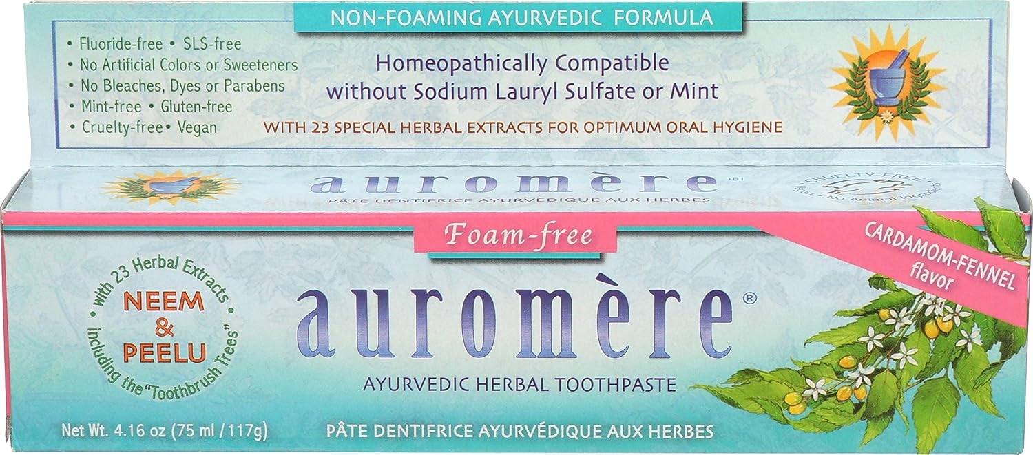 Auromere Herbal toothpaste cardamom-fennel - 4.16oz - case of 12 (027275200058)